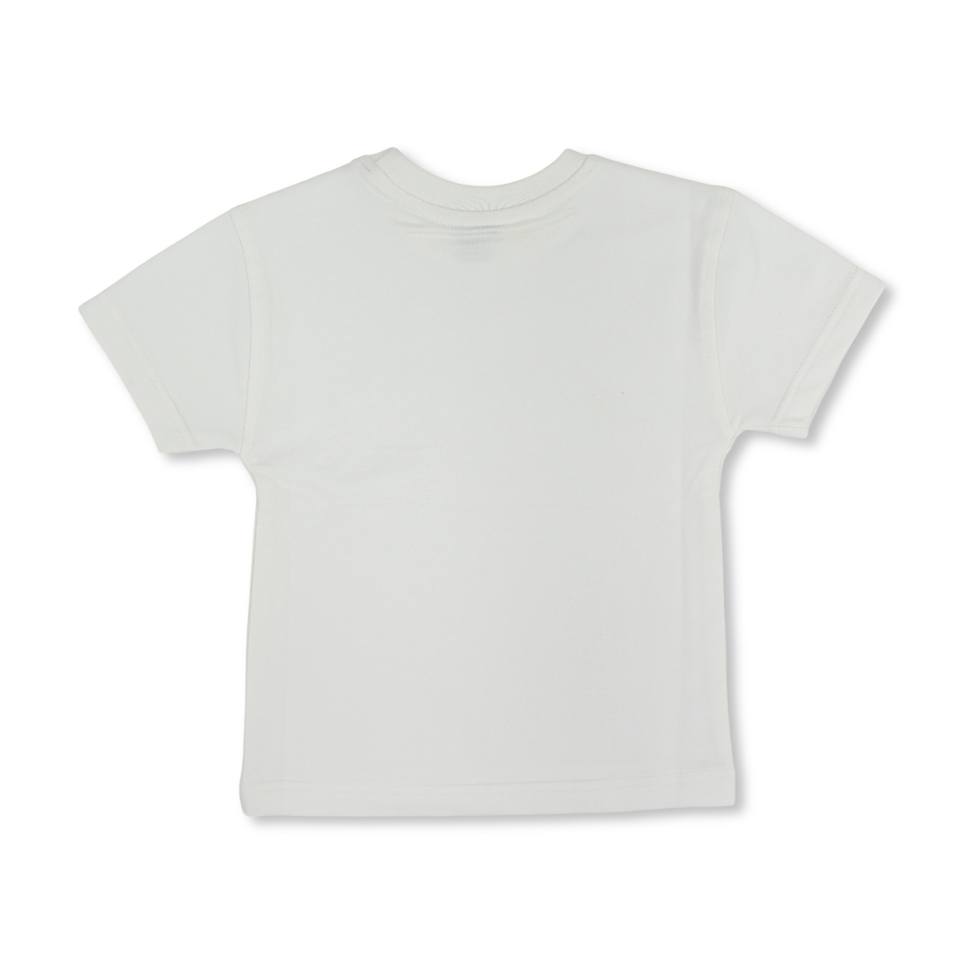 Baby Boys Cotton T-Shirt – Off-White with Smile Face Print