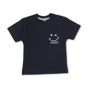 Baby Boys Cotton T-Shirt – Dark Grey with Smile Face Print