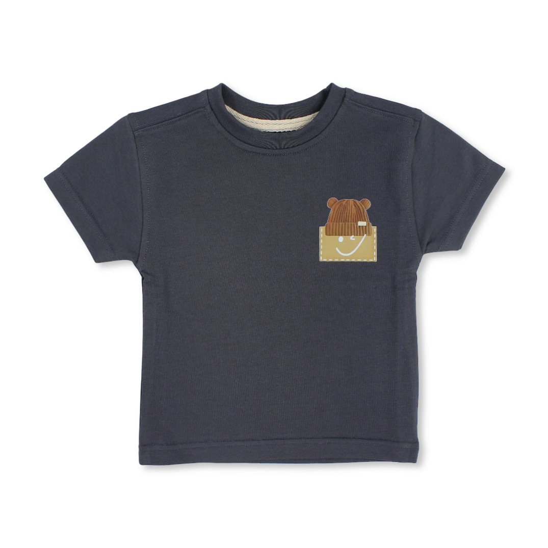 Baby Boys Cotton T-Shirt – Dark Grey with Ice Cap Print - Clothing - Berceau