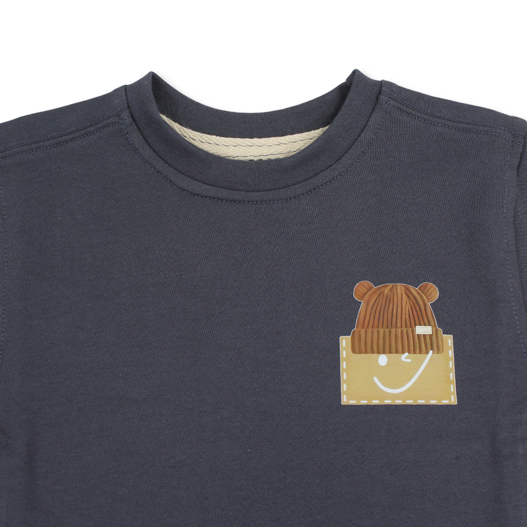 Baby Boys Cotton T-Shirt – Dark Grey with Ice Cap Print