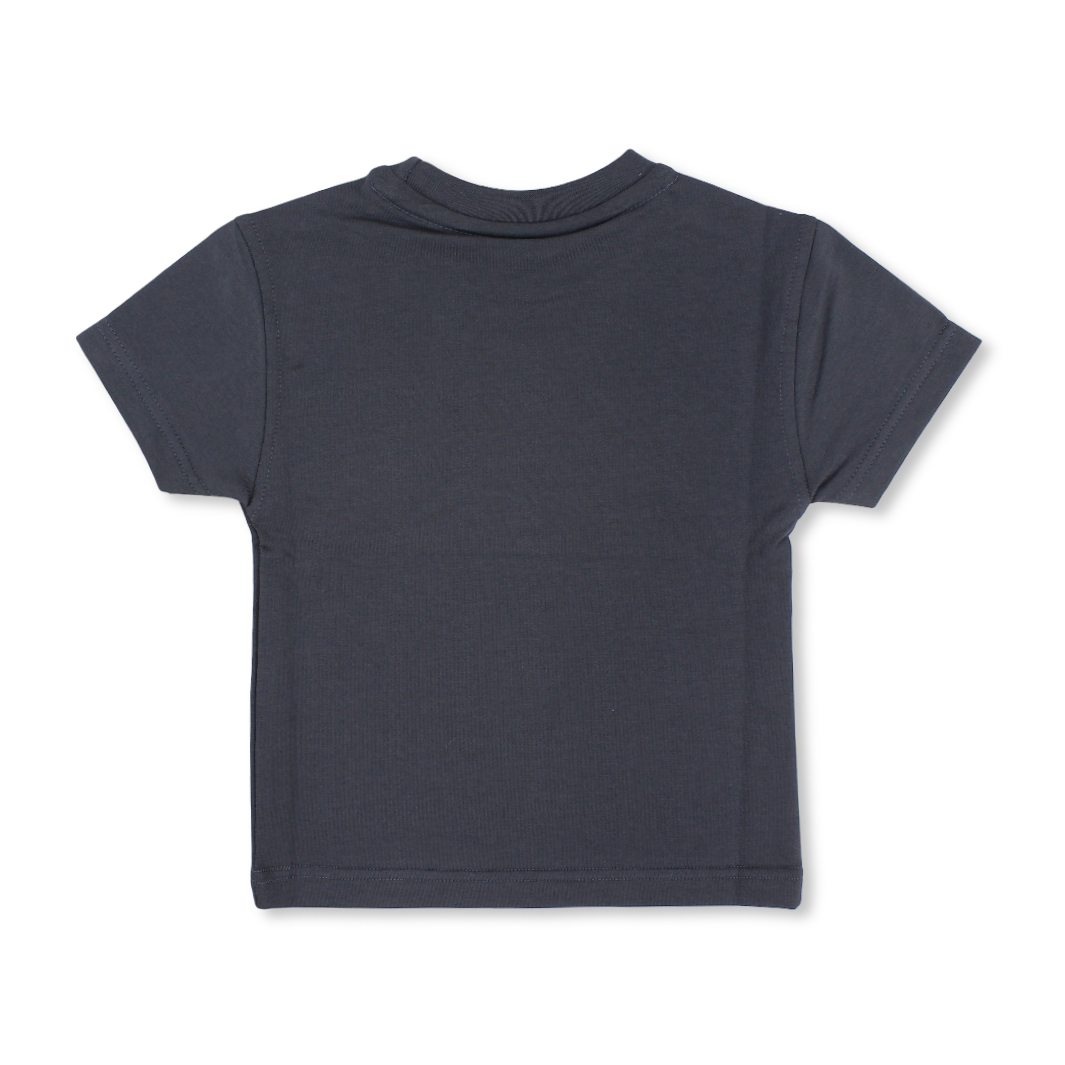 Baby Boys Cotton T-Shirt – Dark Grey with Ice Cap Print