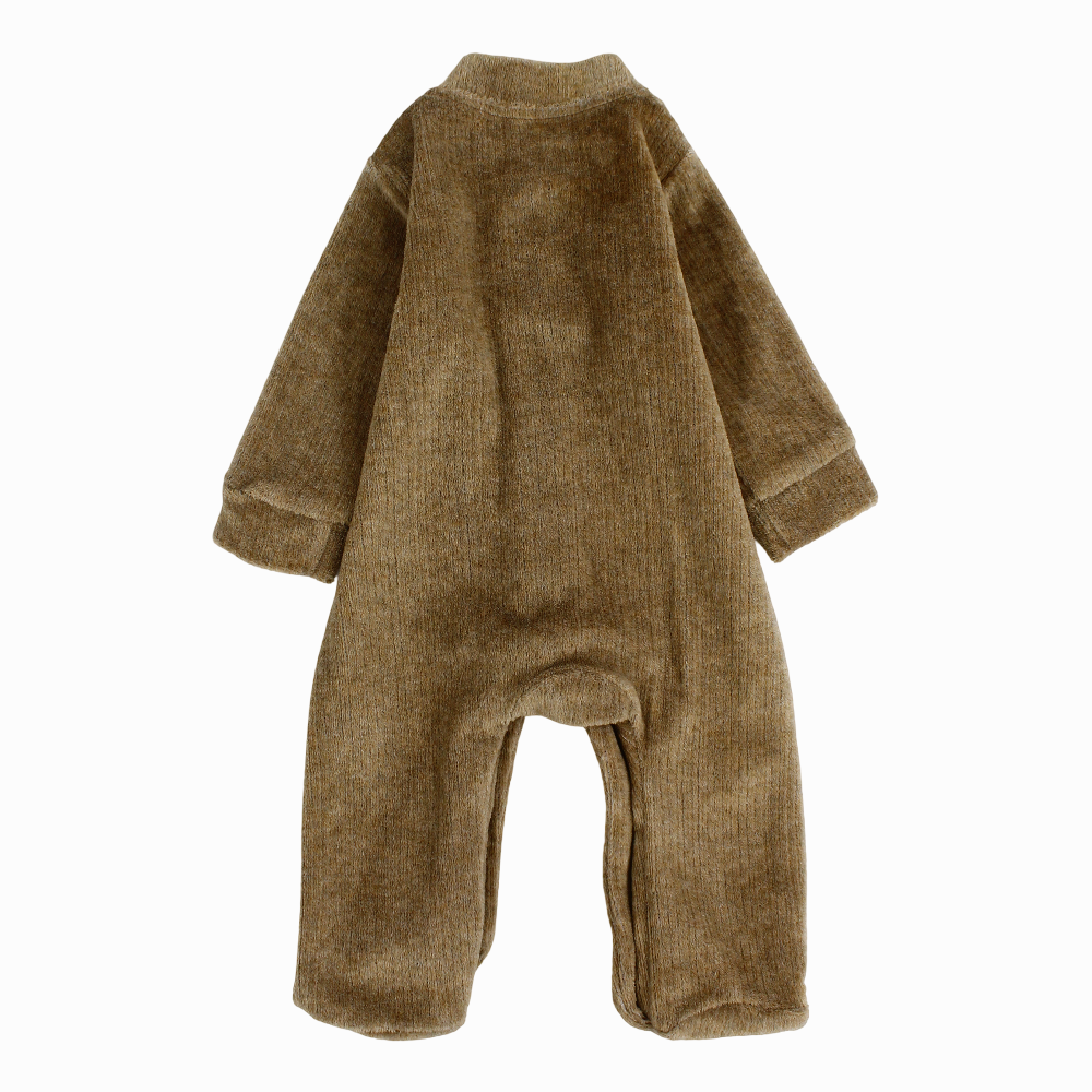 Unisex Velvet Baby Footie with Hello World Print