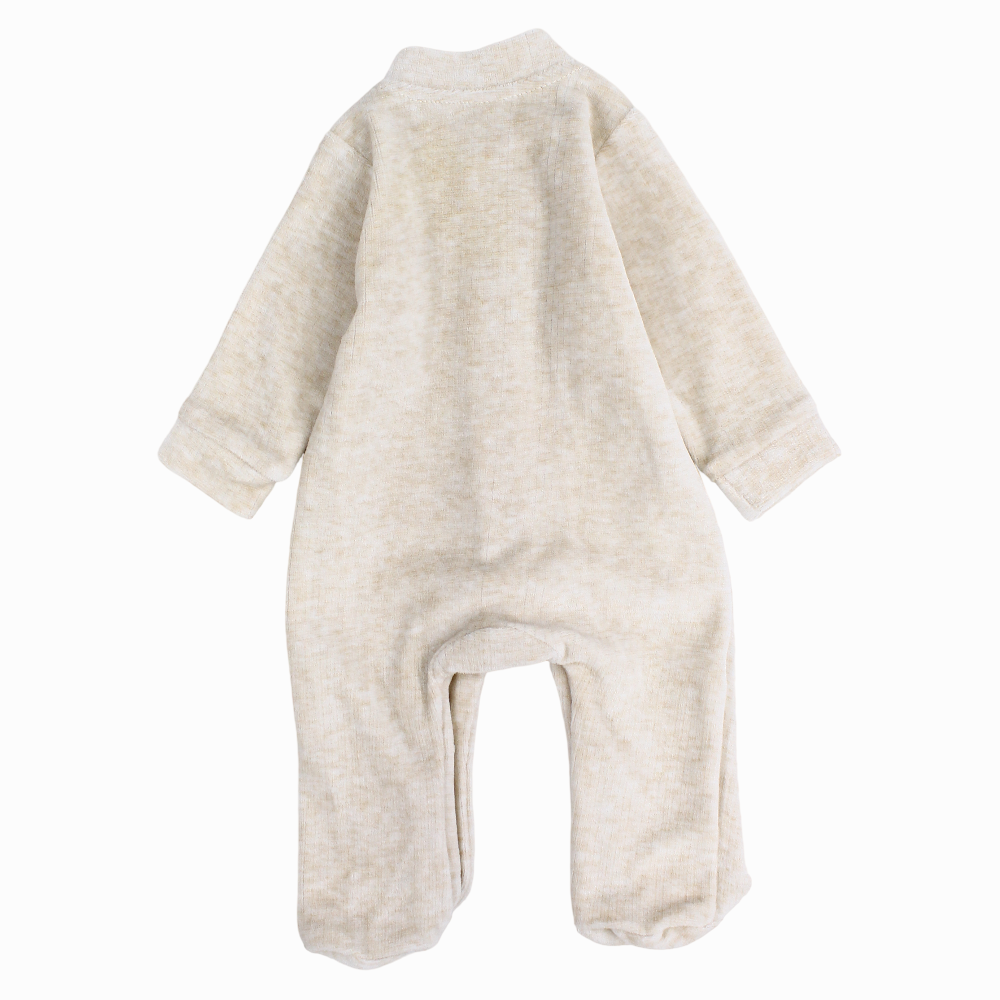 Unisex Velvet Baby Footie with Hello World Print