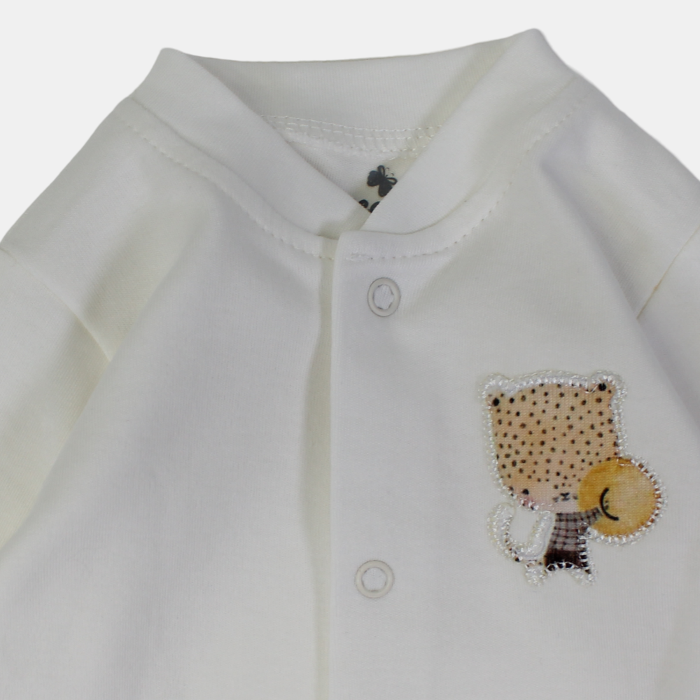 Baby Boys Cotton Footless Onesie – Fun Leopard Print