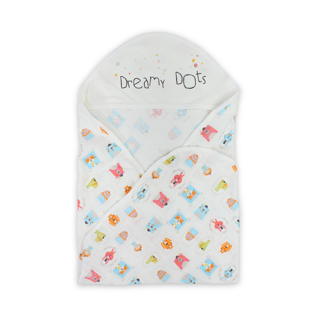 Cotton Baby Blanket – Off-White with "Dream Dots" Print - Baby Essentials - Berceau