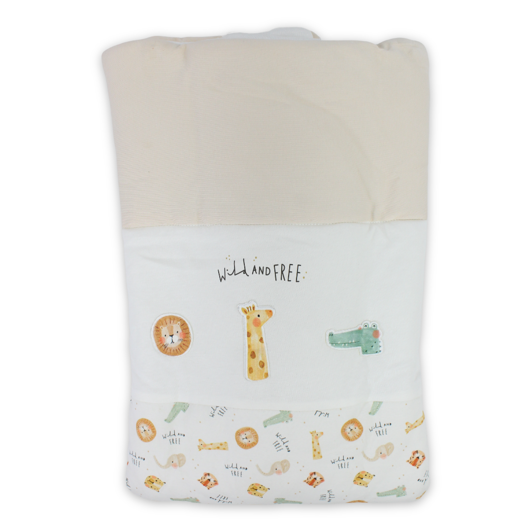 Cotton Baby Duvet – Beige & Off-White "Wild and Free" Print