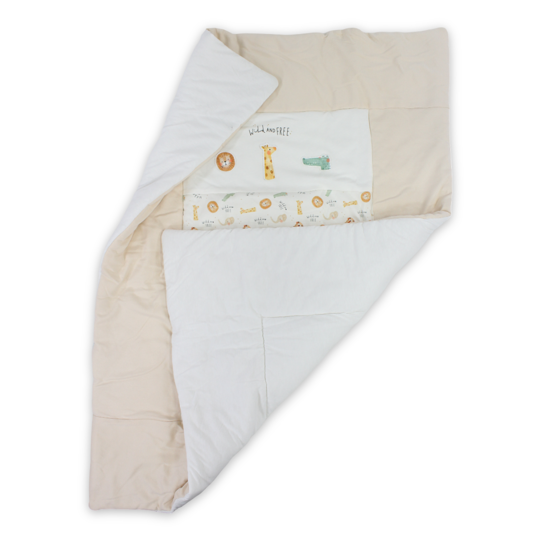 Cotton Baby Duvet – Beige & Off-White "Wild and Free" Print