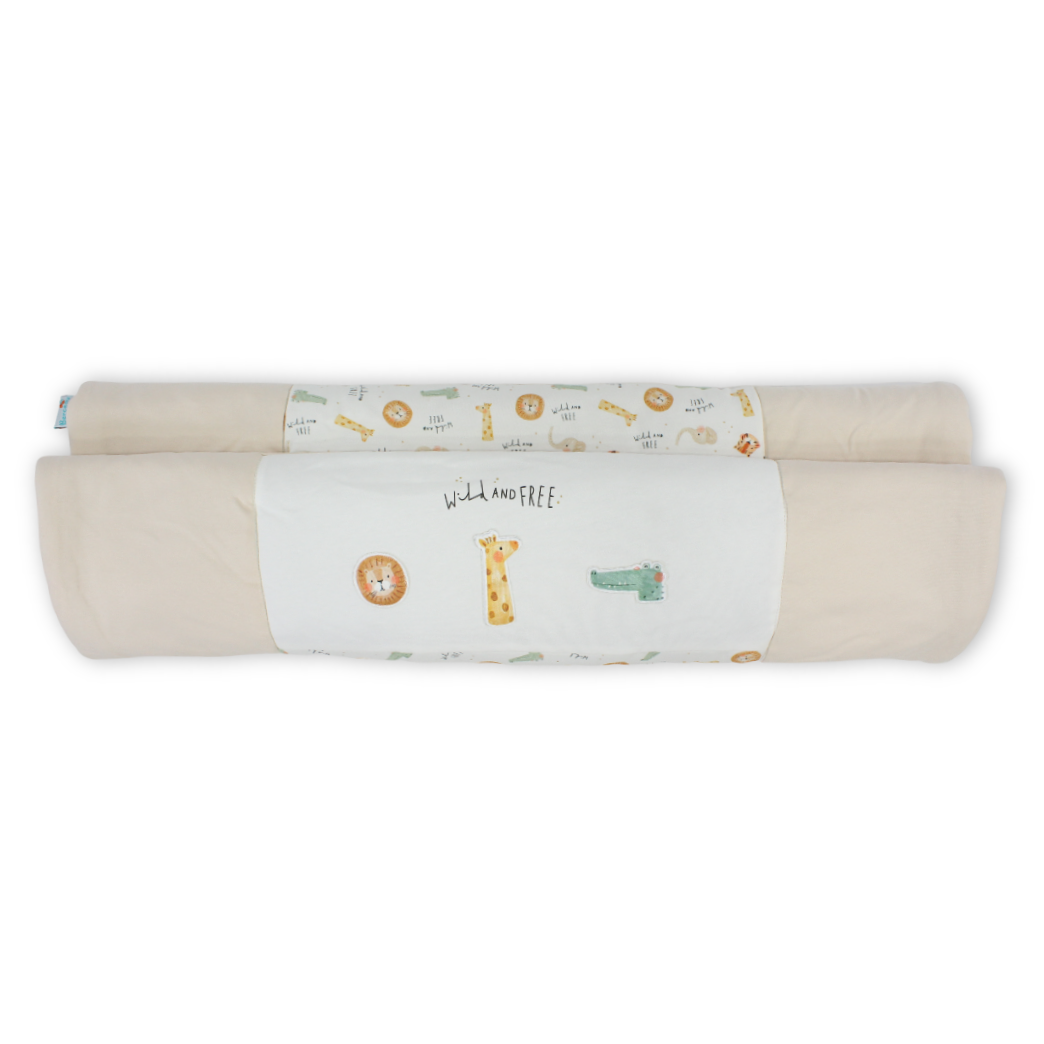 Cotton Baby Duvet – Beige & Off-White "Wild and Free" Print