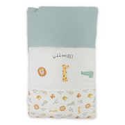 Cotton Baby Duvet – Mint & Off-White "Wild and Free" Print