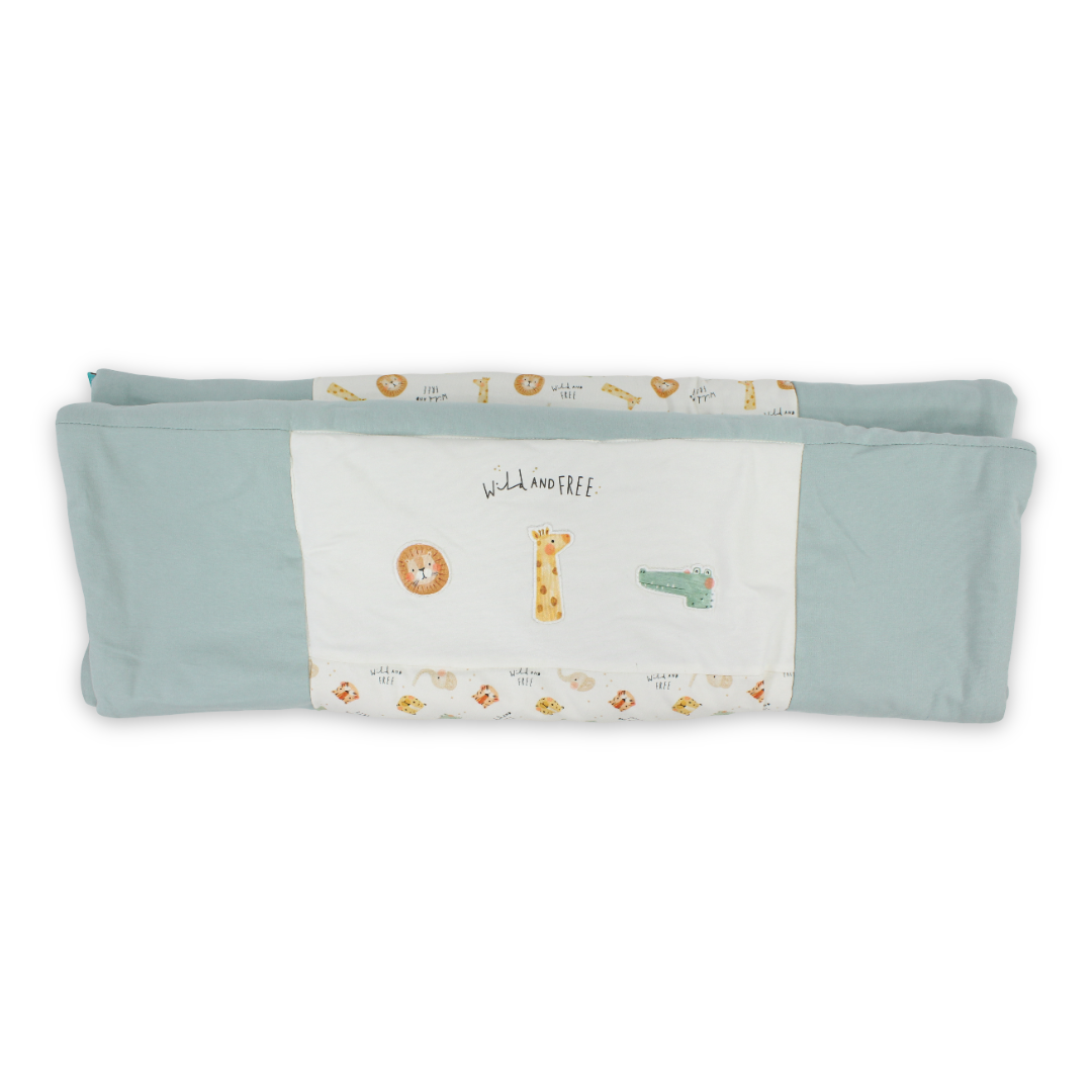 Cotton Baby Duvet – Mint & Off-White "Wild and Free" Print