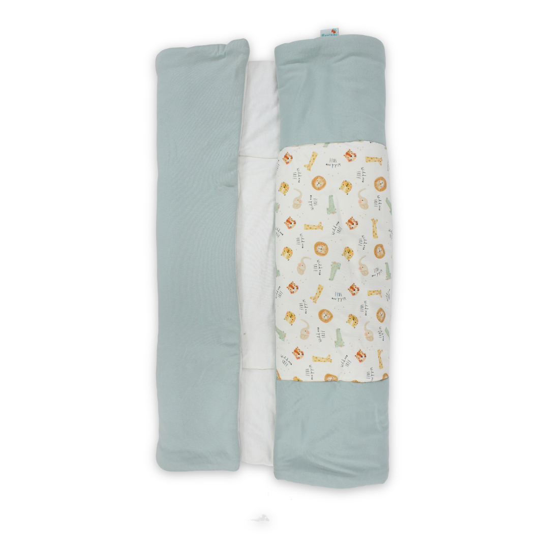 Cotton Baby Duvet – Mint & Off-White "Wild and Free" Print