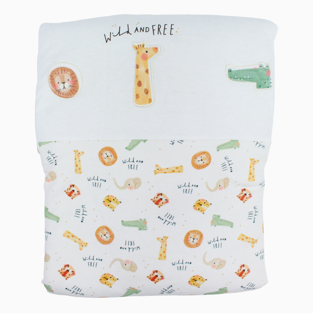 Baby Cotton Duvet - Off-White Safari Design