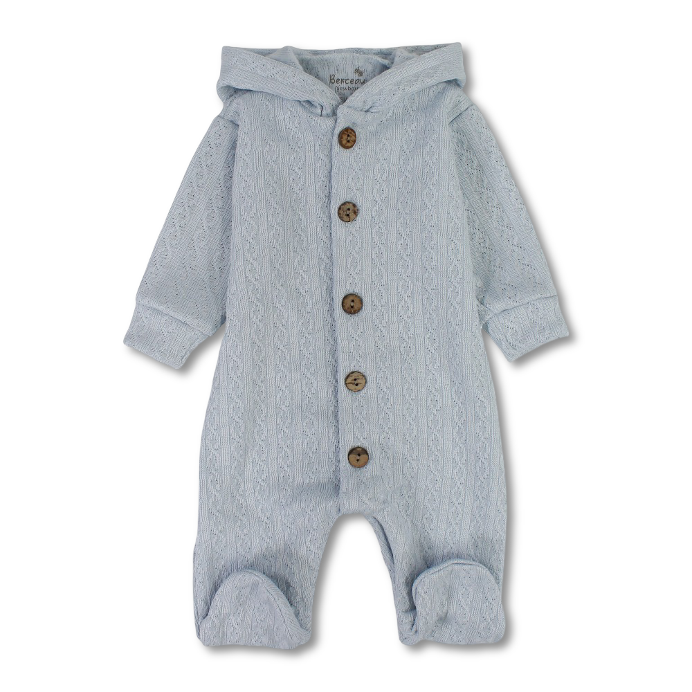 Baby Boys Jacquard Hooded Baby Footie