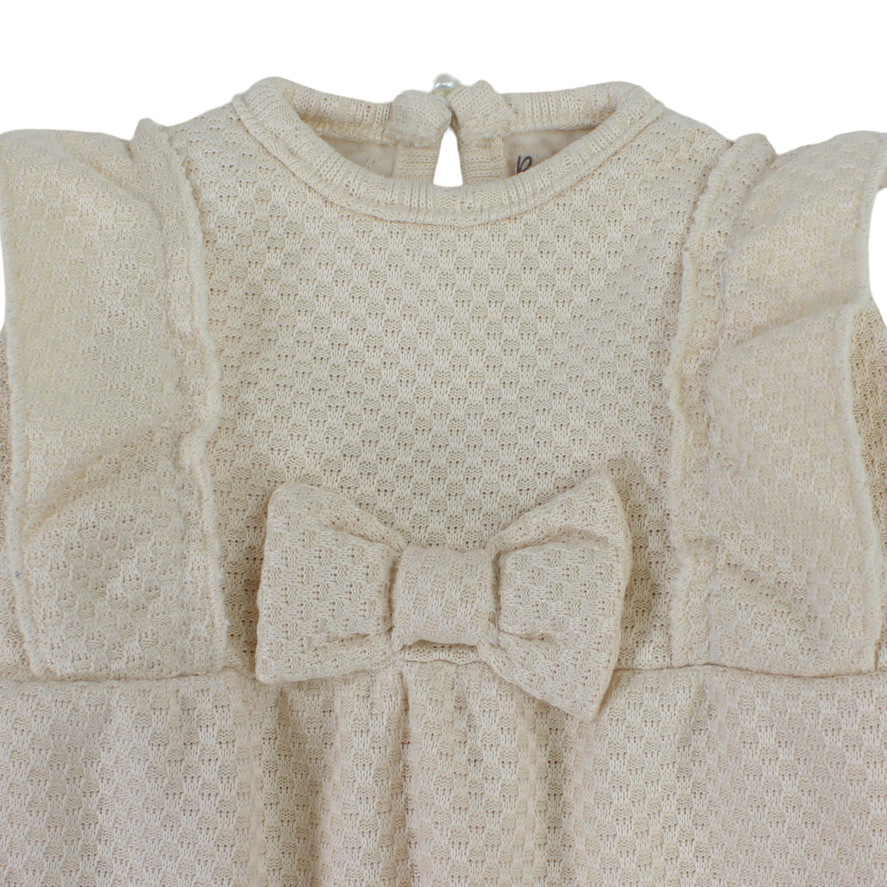 Baby Girls Jacquard Baby Footless Onesie with Ruffled Shoulders