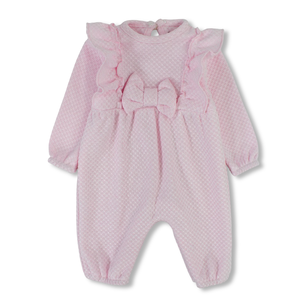 Baby Girls Jacquard Baby Footless Onesie with Ruffled Shoulders