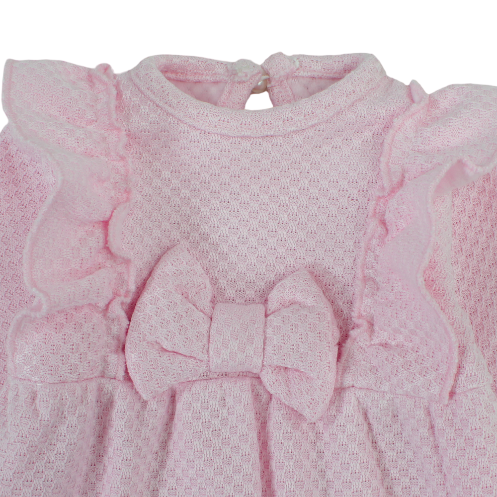 Baby Girls Jacquard Baby Footless Onesie with Ruffled Shoulders