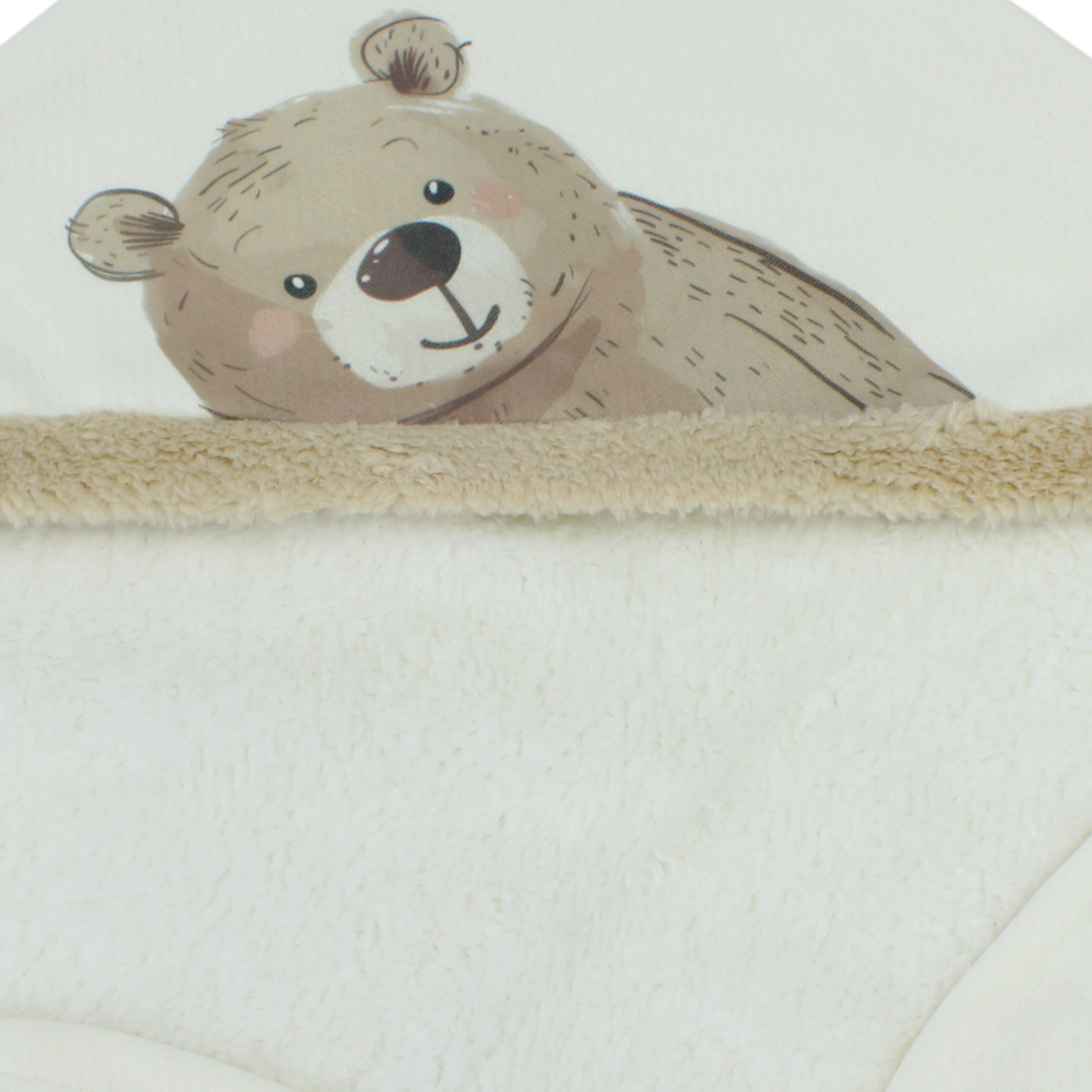 Fleeced Baby Blanket – Off-White with Bear Print