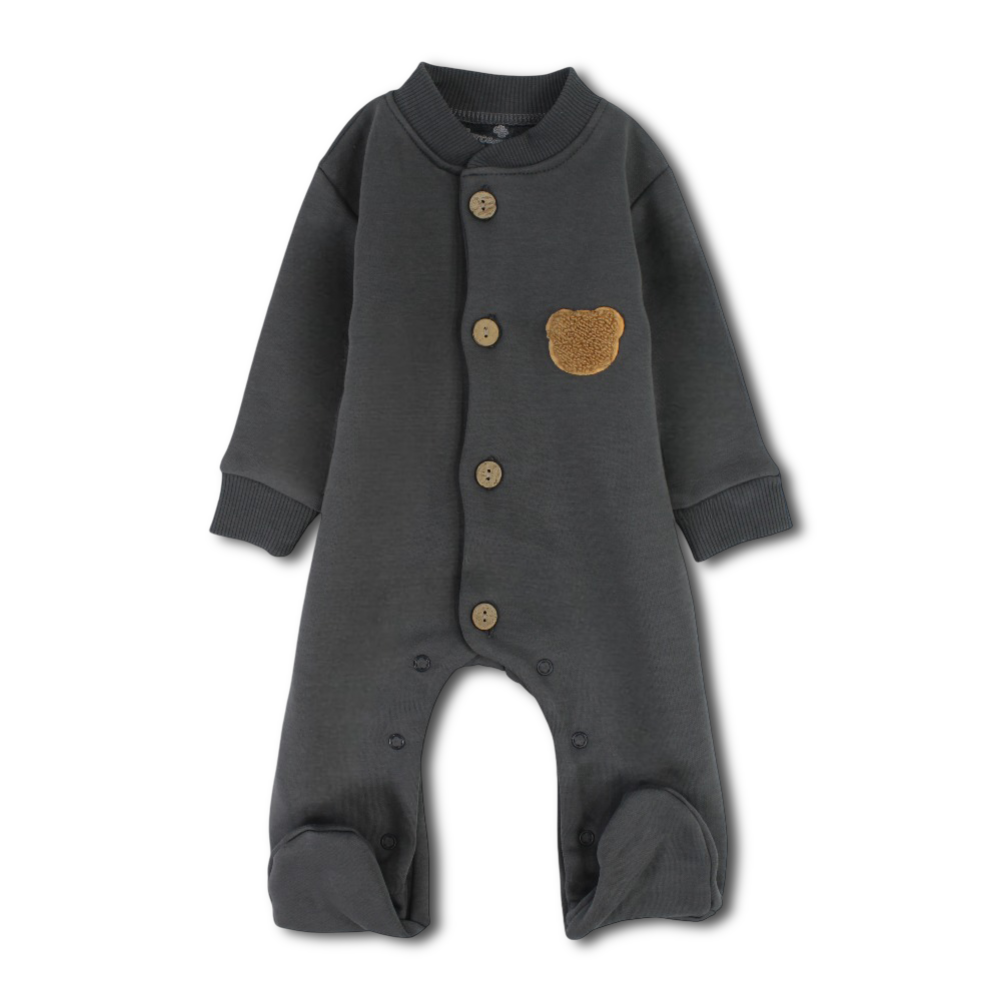 Baby Boys Fleeced Baby Footie – Bear Embroidery