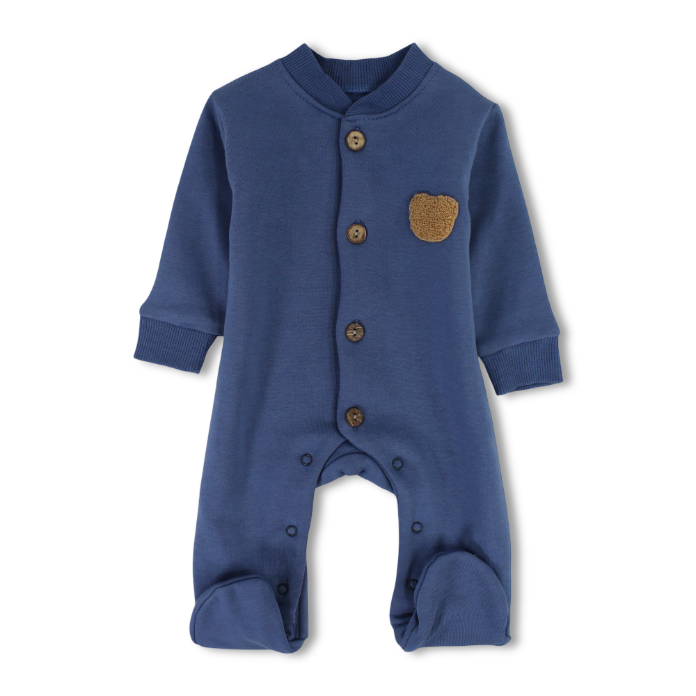 Baby Boys Fleeced Baby Footie – Bear Embroidery