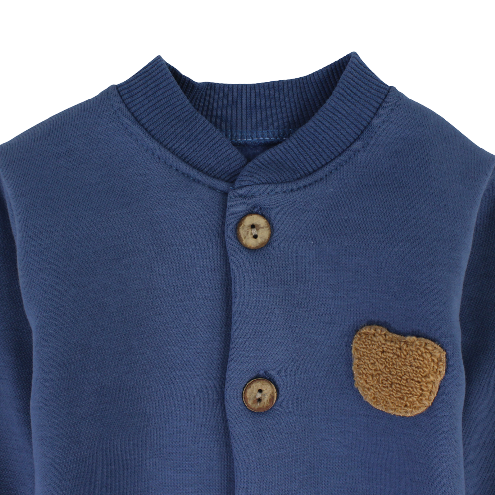 Baby Boys Fleeced Baby Footie – Bear Embroidery