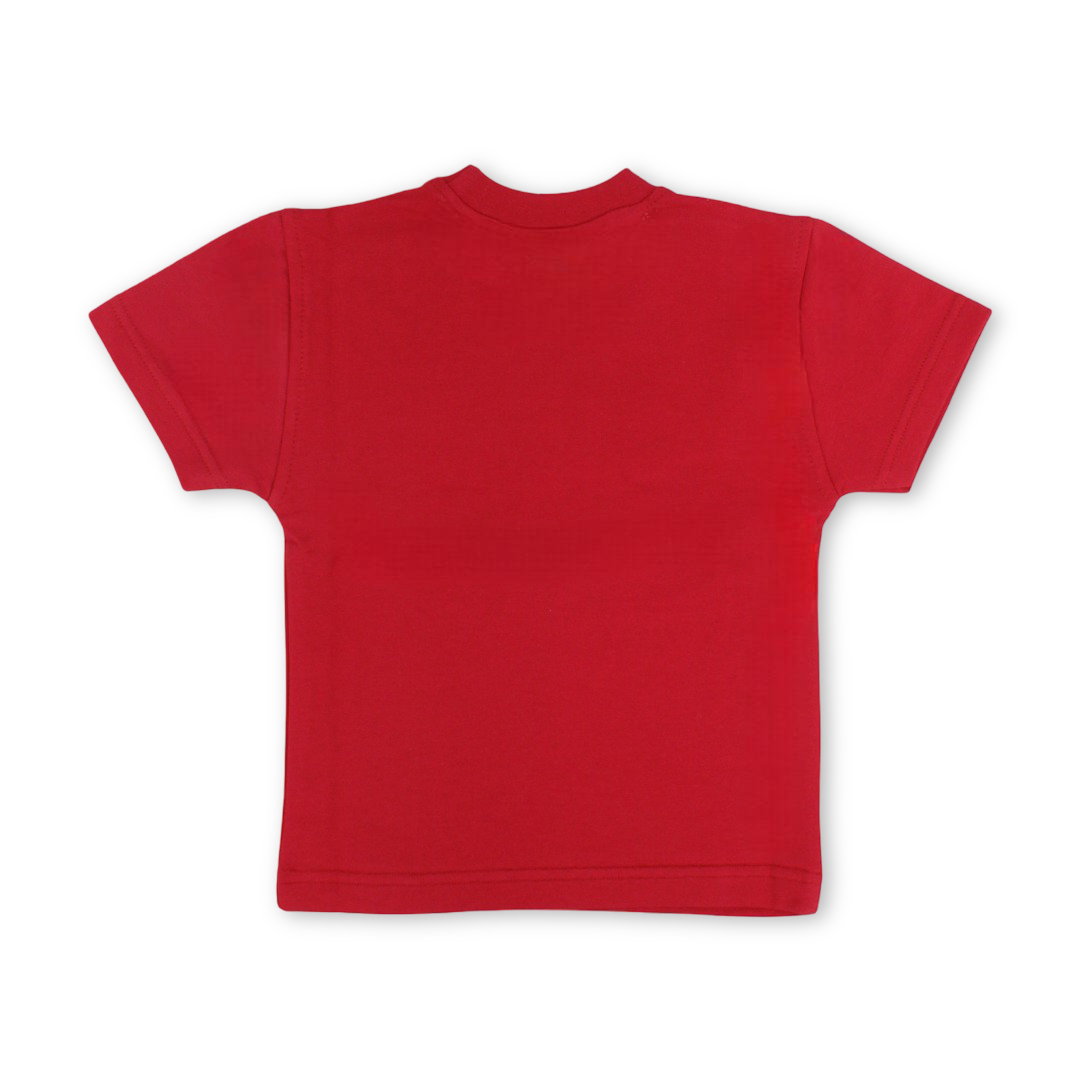 Unisex Baby Cotton T-Shirt – Red with "Always Smile" Print