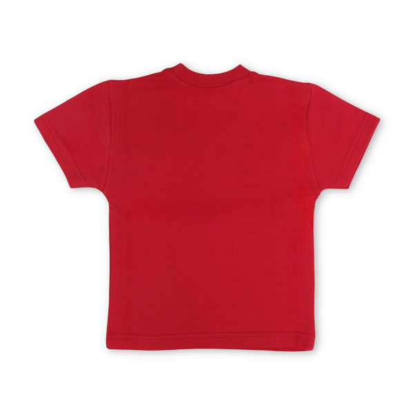 Unisex Baby Cotton T-Shirt – Red with "Always Smile" Print