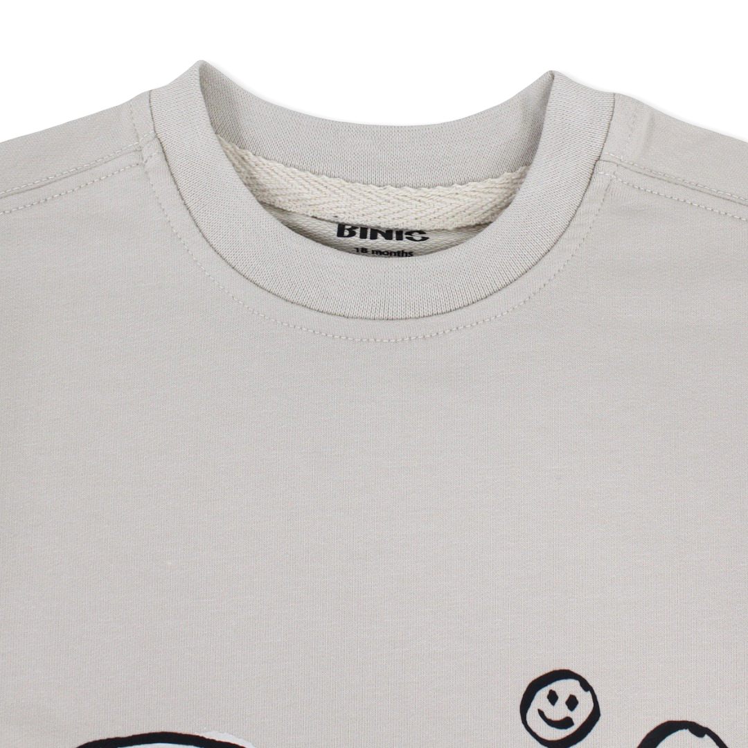 Unisex Baby Cotton T-Shirt – Beige with "Always Smile" Print