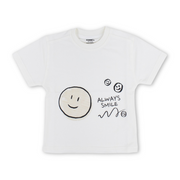 Unisex Baby Cotton T-Shirt – Off-White with "Always Smile" Print