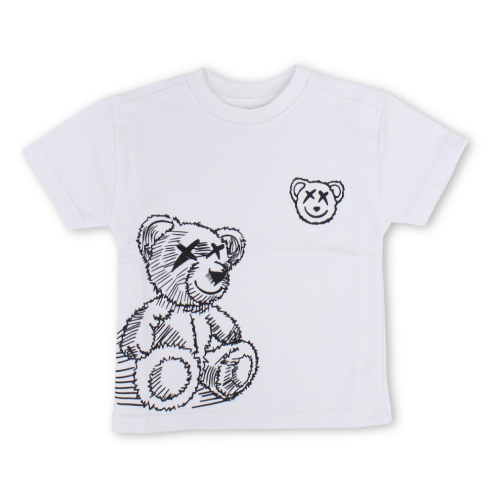 Unisex Baby Cotton T-Shirt – White with Teddy Bear Print - Clothing - Berceau