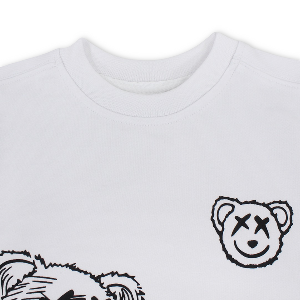Unisex Baby Cotton T-Shirt – White with Teddy Bear Print