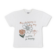 Unisex Baby Cotton T-Shirt – Off-White with Flower Print