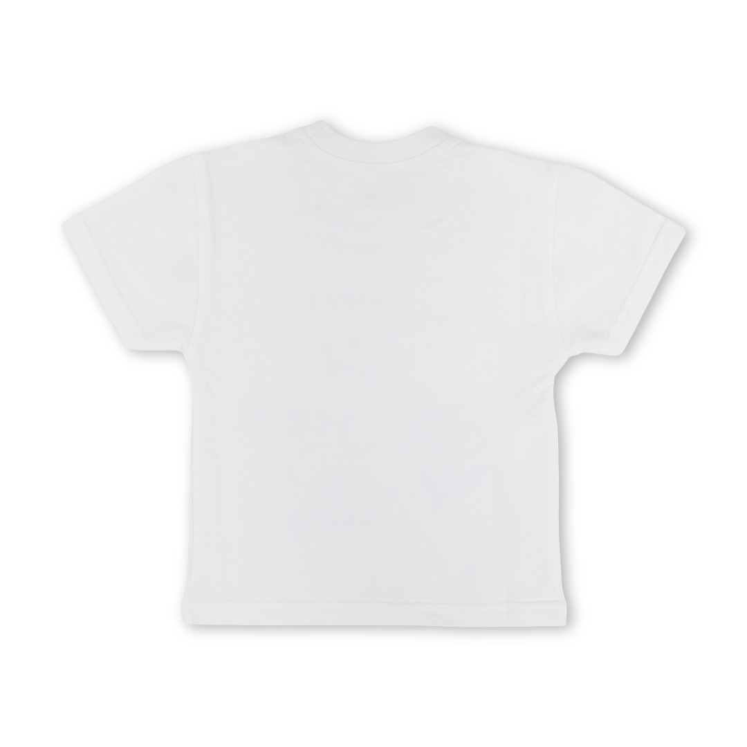 Unisex Baby Cotton T-Shirt – Off-White with Flower Print