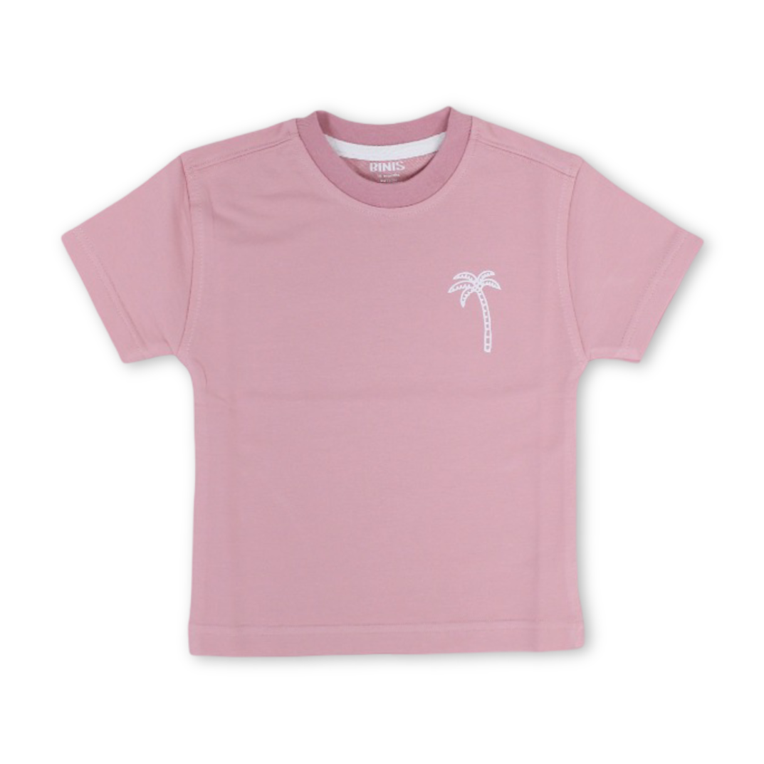 Baby Girls Cotton T-Shirt – Pink with Palm Print - Clothing - Berceau