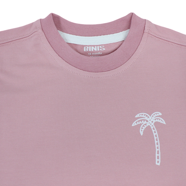 Baby Girls Cotton T-Shirt – Pink with Palm Print