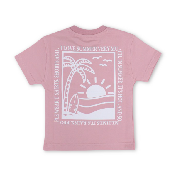 Baby Girls Cotton T-Shirt – Pink with Palm Print