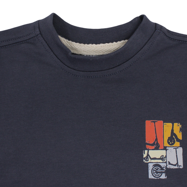 Unisex Baby Cotton T-Shirt – Dark Grey with Skateboards Print