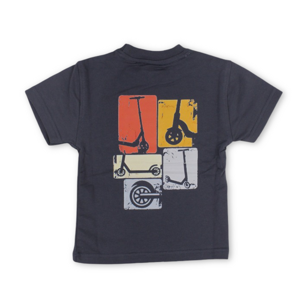 Unisex Baby Cotton T-Shirt – Dark Grey with Skateboards Print