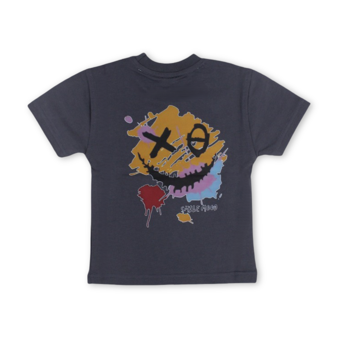 Unisex Baby Cotton T-Shirt – Dark Grey with "XO" Print