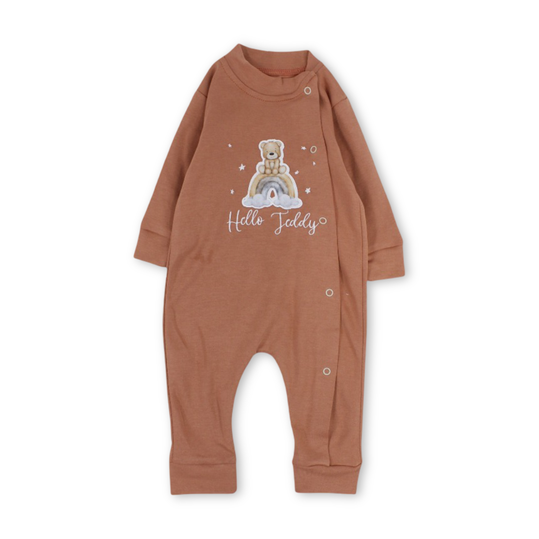 Unisex Baby Cotton Footless Onesie – "Hello Teddy Bear" Print - Clothing - Berceau