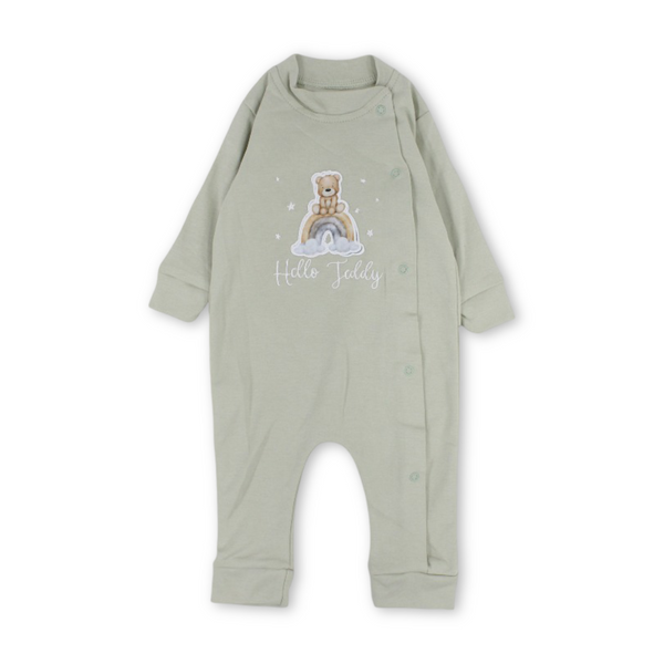 Unisex Baby Cotton Footless Onesie – "Hello Teddy Bear" Print