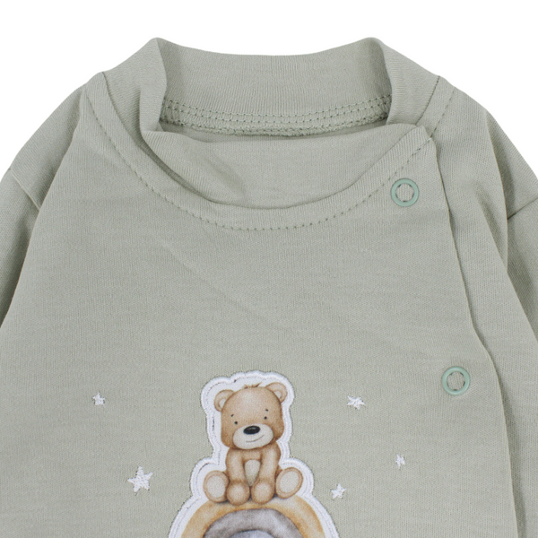 Unisex Baby Cotton Footless Onesie – "Hello Teddy Bear" Print