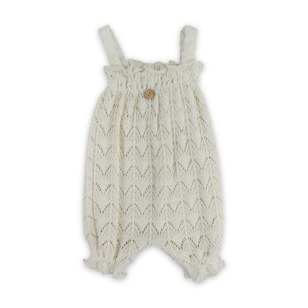 Baby Girls Crochet Romper – Off-White - Clothing - Berceau