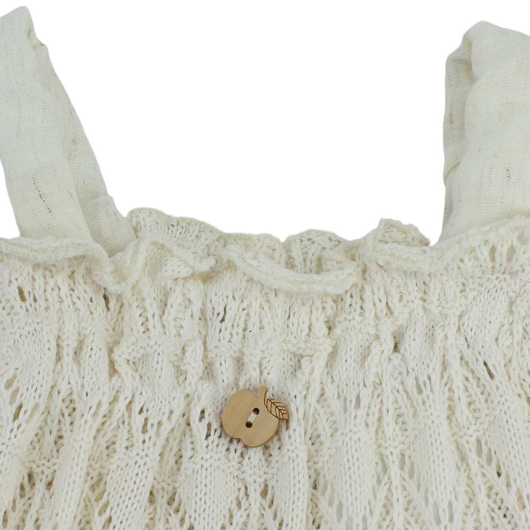 Baby Girls Crochet Romper – Off-White