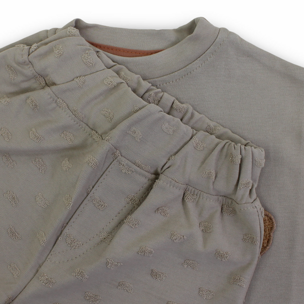 Unisex Baby Cotton Outfit Set – Bear Face Embroidery