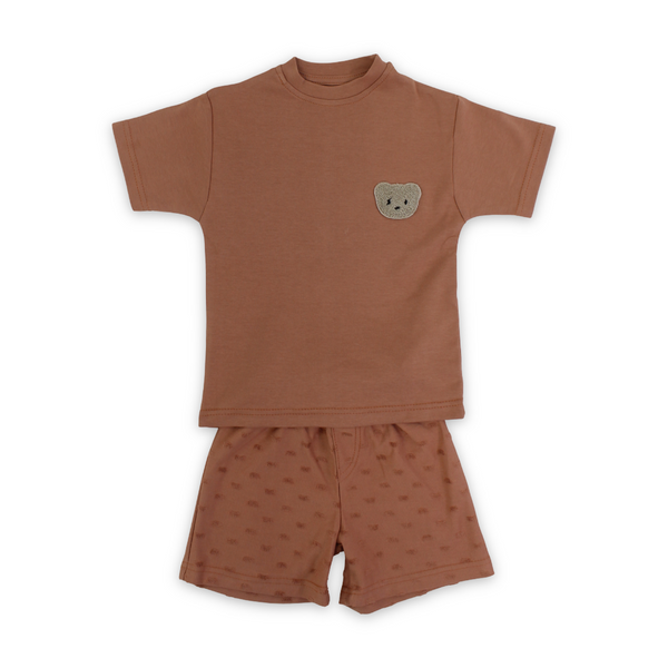 Unisex Baby Cotton Outfit Set – Bear Face Embroidery