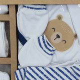 Blue Striped Teddy Bear 11-Piece Baby Layette Set