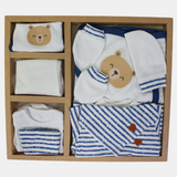 Blue Striped Teddy Bear 11-Piece Baby Layette Set