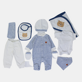 Blue Striped Teddy Bear 11-Piece Baby Layette Set