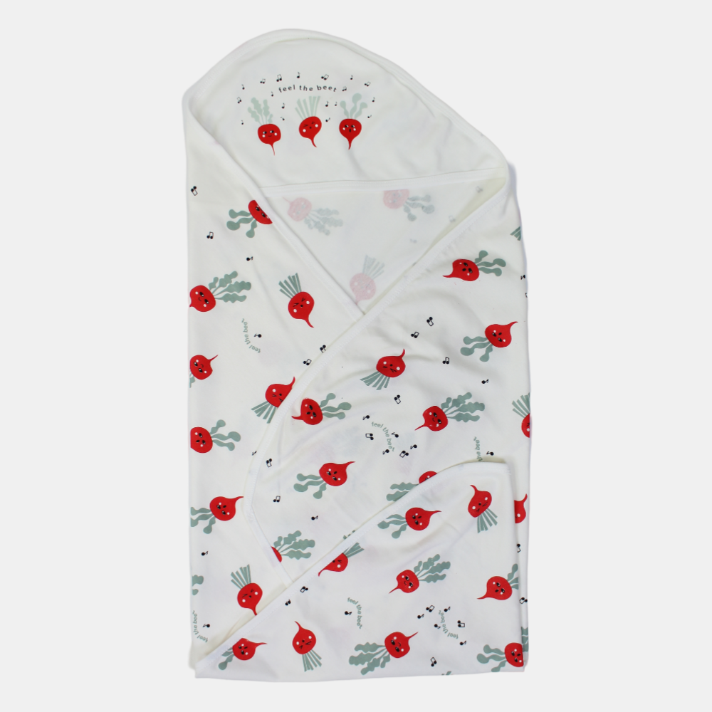 Baby Blanket – Off White with Feel the Beet Design