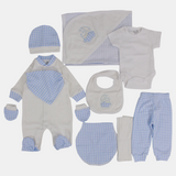 Blue Checkered 11-Piece Baby Layette Set